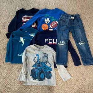 Long sleeve t-shirts set jeans size 4T